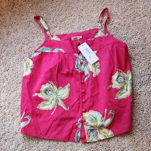 Faherty Pink Floral Seersucker Top